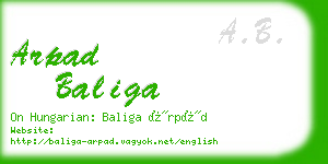 arpad baliga business card